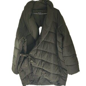 Universal Standard NWT Women's Kanda Olive Dark Green Puffer Wrap Coat Sz Large